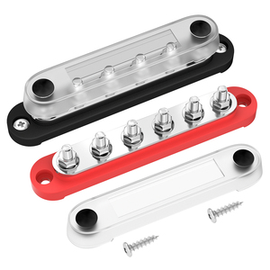 Barra Colectora de Cobre a Granel 150A 12V, Bloque de Distribución de Energía con 6 Pernos M6, Barra Colectora Positiva y Negativa para Baterías de Sistemas Marinos y Automotrices - Product Image 1