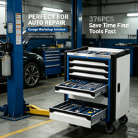 Ensemble d'outils de réparation automobile de 376 pièces, chariot à outils à 7 tiroirs avec outils à main complets pour la réparation automobile, entièrement en acier