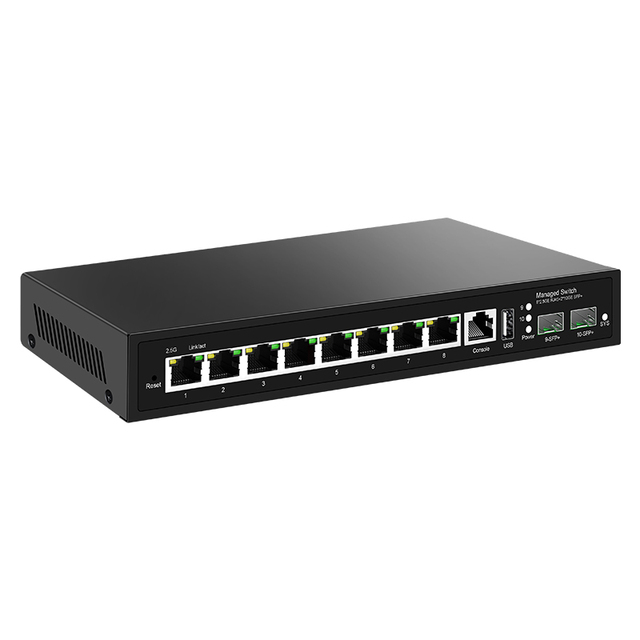 HORACO ZX-SW82TS-L2 8 Port 2.5Gb Web Managed Switch 2 10G SFP+ Ports QoS Function HomeLab Internet Ethernet Splitter Network