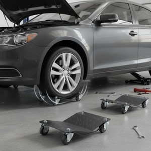 Juego de 4 Carretillas de Acero para Mover Autos, Resistentes, con Frenos y Bloqueo para la Reubicación de Vehículos, Color Negro - Product Image 5
