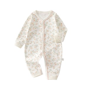 <b>Baby</b> Girls Cotton Romper Spring Autumn Long Sleeve Floral Print Bodysuit With <b>Buttons</b> For Infants - Product Image 5