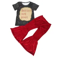 Anak-anak Lucu Lengan Pendek Dikelantang Tee Kemeja Natal Beludru Bell Bawah Celana Pakaian Anak-anak Bayi Perempuan