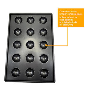 Moule à pâtisserie en acier aluminisé pour 15 demi-sphères, plateau de cuisson pour cupcakes et muffins - Product Image 3