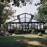 Structure en aluminium en forme de véranda, orangera, atrium, tente de réception de mariage, toit en verre transparent, événements extérieurs de luxe haut de gamme