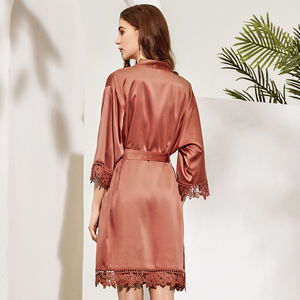 FUNG 3031 Luxe Satin Soie <span class=keywords><strong>Robe</strong></span> Femmes Mariée <span class=keywords><strong>Demoiselle</strong></span> <span class=keywords><strong>D</strong></span>'<span class=keywords><strong>honneur</strong></span> Nuit Cultivé Fête De Mariage Femmes Vêtements De Nuit <span class=keywords><strong>Robe</strong></span> Du Matin - Product Image 6