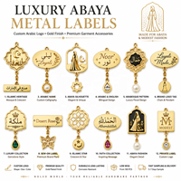 Plaque métallique personnalisée plaquée or 18 carats avec logo gravé pour Abaya, vêtements modestes, mode, étiquette de marque pour vêtement