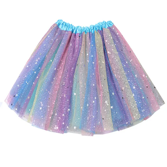 2022 New Model Children Girl Party Dress Baby Girls Rainbow Tutu Sparkle Ballet Dance Skirt