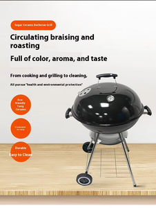 Grille ronde à charbon émaillée noire de 22 pouces Bouilloire pour <span class=keywords><strong>barbecue</strong></span> Grilles de <span class=keywords><strong>barbecue</strong></span> extérieures avec insert amovible - Product Image 4