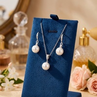 Ensemble de bijoux minimalistes en perles, collier avec pendentif en CZ, ensemble de bijoux de mariage pour femmes, ensemble de bijoux de mariée