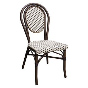 Sedia da giardino in vimini da giardino in <span class=keywords><strong>Rattan</strong></span> per mobili da esterno con sedia da bistrot da pranzo Vintage impilabile in vimini - Product Image 3