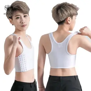 Kadın Tomboy transseksüel FTM nefes pamuk kanca yarım elastik bant renk göğüs Binder Tank Top