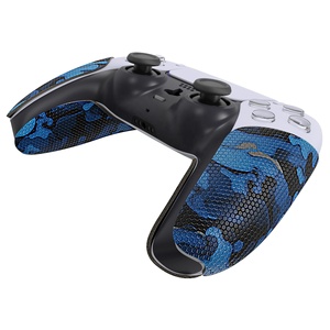 PlayVital - Almohadillas de Goma Suave con Textura Profesional Antideslizantes y Absorbentes del Sudor, Color Negro y Azul Camuflaje, para el Control de PS5 - Product Image 6