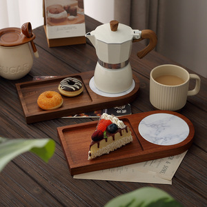 Bandeja de madera de nogal negro estilo japonés, color sólido, para servir café, té y aperitivos, uso individual - Product Image 2