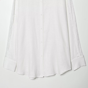 PB&ZA Donna 2026 Estate Nuova Moda Casual Camicette in Lino con Pizzo Vintage a Maniche Lunghe Camicie Bianche Femminili Blusas Chic Top - Product Image 6