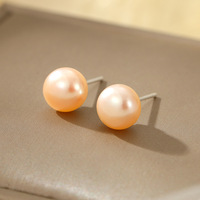Grosir anting wanita S999 perhiasan air tawar anting kancing mutiara alami