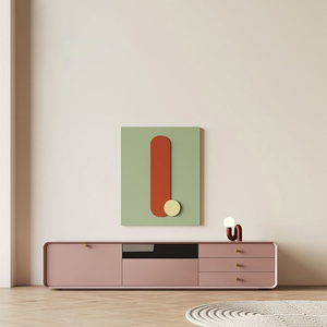 Mueble para TV con Color Personalizado Blanco, Rosa y Amarillo, Mueble para TV Moderno de Madera Maciza, Combinación para Sala de Estar - Product Image 1