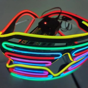 LED Polychrome Sonnenbrille Leuchtende Neonlichter Sprachsteuerungsversion Blinkende Blinds Rave-Brille Leuchtende DJ-Kostüm Halloween - Product Image 6