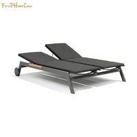 Résistant UV de chaises longues de Sun de piscine de chaises longues de plate-forme de plage de station de vacances avec des roues
