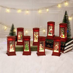 Nueva Lámpara de Viento Navideña LED, Decoración de Cabina Telefónica Retro Europea, Luz Nocturna con Muñeco de Nieve, Rellenable con Agua, de Plástico - Product Image 2