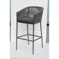 เก้าอี้บาร์สานอลูมิเนียมสไตล์นอร์ดิก,เก้าอี้บาร์ทำจากเชือกทอสำหรับระเบียงสวนคาเฟ่ร้านอาหารทันสมัย