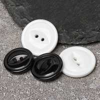 Kancing Baju Resin Bentuk Mata Kucing Hitam Klasik, Bulat, Dua Mata, untuk Jas dan Sweater