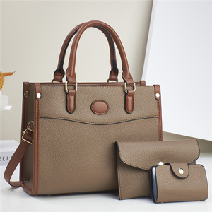 Ensemble de 3 sacs mère-fille, blanc cassé et marron, sac à main à bandoulière taille moyenne, usage quotidien, été 2024 - Product Image 2