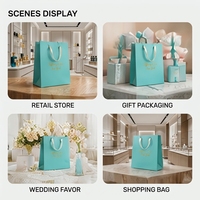 Bolsa de Papel para Compras con Asas de Listón, Diseño Geométrico, Impresión Personalizada OEM, para Ropa, Regalos, Empaquetado Minorista, Venta al Por Mayor
