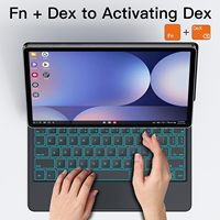 Casing papan ketik ajaib, sarung HP magnetik mewah mengambang berdiri 7 Backlit untuk Samsung Galaxy Tab S11 S10 S9 S8 S7 Plus 12.4 inci