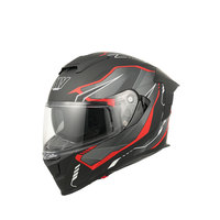Casque de moto intégral MY Helmet Spoty and Daring Graphics Decal Design Noir Rouge Mat FF936