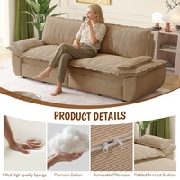 Canapé-lit convertible 3 places en tissu, taille King Size 93 pouces, avec chaise longue et 2 coussins lombaires