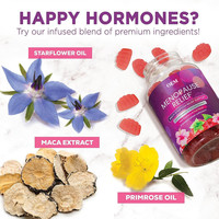 OLLI OEM/ODM/OBM Gummies pour soulager les symptômes de la ménopause, complément alimentaire pour la ménopause, vitamines, maca, gummies pour la ménopause pour femmes, soulagement des douleurs menstruelles