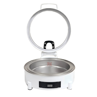 Chauffe-Plat Électrique Rond Blanc LIYUNDA en Acier Inoxydable 304 pour Buffet, Plat de Présentation pour Restaurant Moderne