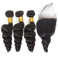 Rambut Mentah Grosir Berkualitas Tinggi 100% Rambut Asli Manusia Vietnam Lurus 3 Bundel Dengan Lace Frontal Closure