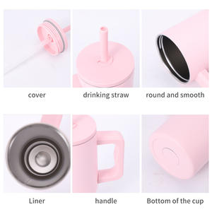 แก้วน้ำสแตนเลสสุญญากาศแบบกำหนดเองขนาด 24 ออนซ์ พร้อมหูจับซิลิโคนและหลอดดูด สำหรับพกพาเดินทาง - Product Image 2