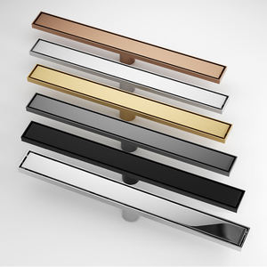 Grande grille de <span class=keywords><strong>douche</strong></span> linéaire moderne en acier inoxydable avec insert de carrelage Watermark pour baignoire et salle de bain en sous-sol - Product Image 5