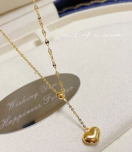 Collier ajustable avec pendentif en forme de cœur en or véritable 18 carats, bijoux élégants pour femmes, tendance Xinfly Ins. - Product Image 5