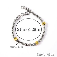 Bracelet chaîne cubaine vintage en acier inoxydable pour hommes, motif serpent torsadé bicolore, argent et or, vente en gros
