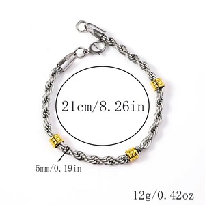 Wholesale Men's Vintage Geometric Stainless Steel Cuban <b>Chain</b> Bracelet Double-Colored Twisted <b>Snake</b> Design <b>Silver</b> Gold Fashion - Product Image 5