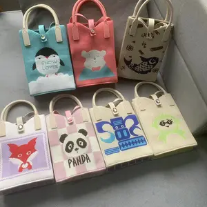 Tas ponsel 2024 Love Fashion Mini, tas Tote selempang rajutan, tas ponsel kartun untuk anak perempuan