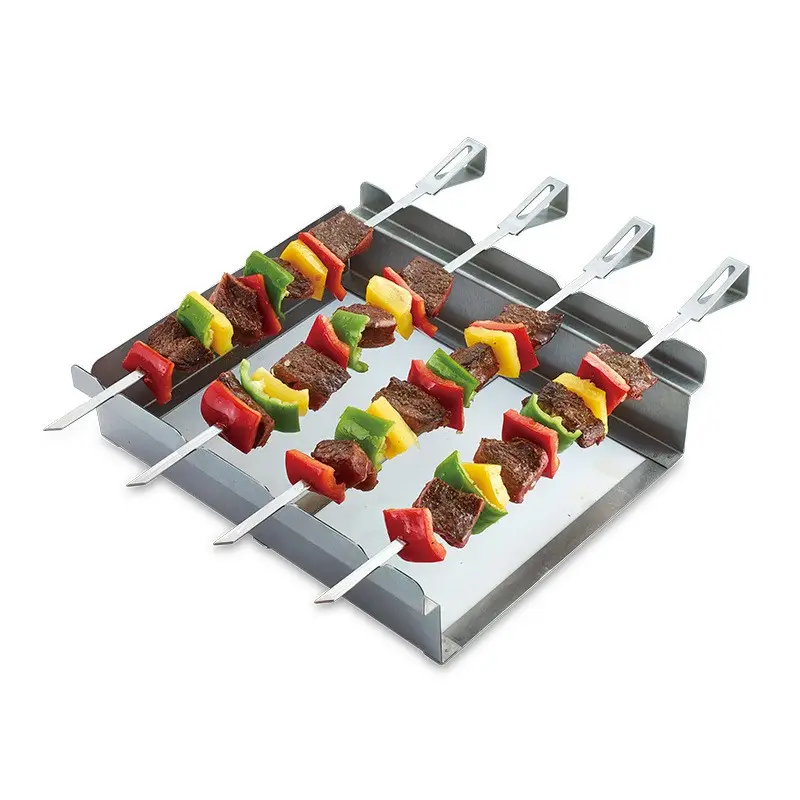 Hochleistungs-Edelstahl-Grills pieß Shish Kabob Set 4-teiliges Spieß-und faltbares Grill-Rack-Set