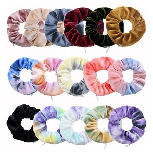 Venta caliente popular Tie-dye anillo pelo Pelo <span class=keywords><strong>scrunchies</strong></span> <span class=keywords><strong>precio</strong></span> barato pelo <span class=keywords><strong>scrunchies</strong></span> <span class=keywords><strong>con</strong></span> cremallera chicas bolsillo gomas para el pelo al por mayor - Product Image 1