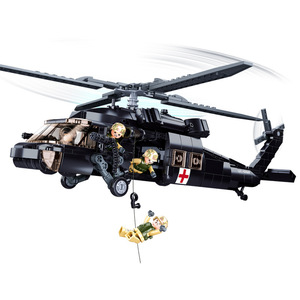 Bloques de Construcción de Helicóptero Armado Black <span class=keywords><strong>Hawk</strong></span>, 692 Piezas, Plástico ABS, Modelo de Transporte para Armar, Juguete para Niños - Product Image 5
