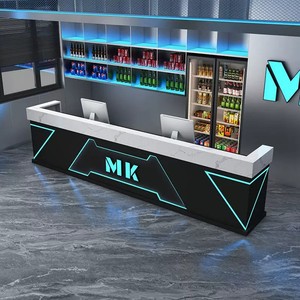 Comptoir de réception de style industriel pour salle de billard, <span class=keywords><strong>bar</strong></span>, hôtel <span class=keywords><strong>e</strong></span>-sport, cybercafé, comptoir de caisse, réception de salle de sport - Product Image 2
