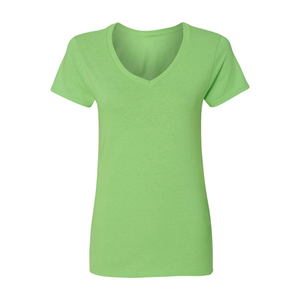 เสื้อยืดคอวีคอวีผ้าฝ้ายระบายอากาศได้สำหรับผู้หญิง100% ช่องว่างโลโก้พิมพ์โลโก้ผลิตตามสั่ง - Product Image 1