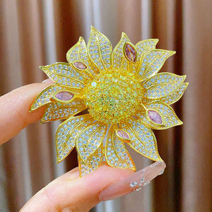Elegante Broche Grande de Flor de Girasol, Súper Hermoso, Estilo Francés, Elaborado, Versátil, para Traje, Fiesta, Boda, Niños - Product Image 4