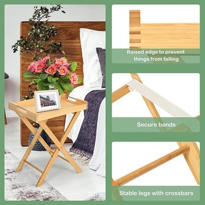 Mesa Plegable de Madera, Mesa de Noche, Diseño Minimalista, Plegable, Portátil, Muebles para Dormitorio - Product Image 4