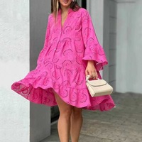 Robe Courte Décontractée en Coton Tendance et Populaire pour Femme RTS 2026 – Robe d'Été à Manches Longues pour Femme