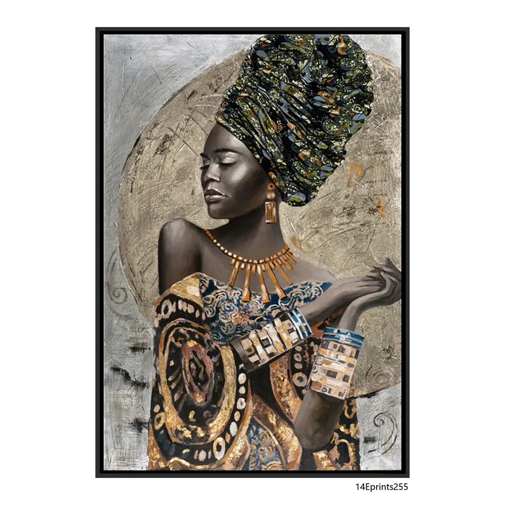 Wall Art Decor Manufacturer Direct Offer African Woman Featured Dress Framed Art Canvas Printing Of Wall Decor Picture African
