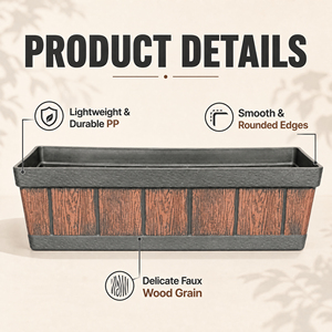 Jardinière décorative essentielle <span class=keywords><strong>pour</strong></span> balcon, <span class=keywords><strong>en</strong></span> forme de baril, <span class=keywords><strong>pour</strong></span> fenêtre, pot de fleurs, jardinière à légumes, aspect <span class=keywords><strong>bois</strong></span>, <span class=keywords><strong>pour</strong></span> extérieur, boîte de rangement <span class=keywords><strong>pour</strong></span> terrasse - Product Image 4