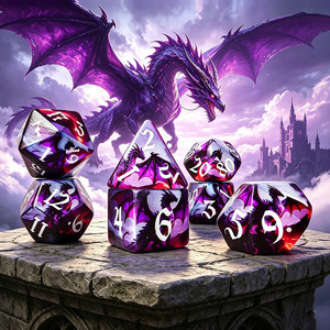 Juego de Dados Poliédricos de Acrílico Personalizados con Diseño de Dragones para DND RPG MTG, Juegos de Rol de Mesa Dungeons and Dragons, Venta al Por Mayor - Product Image 1